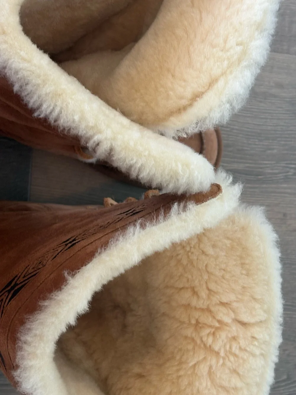 UGG Chestnut Suede Shearling Lace-Up Winter Boots